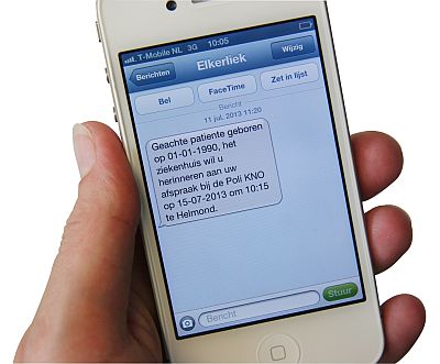 Sms’je ter herinnering aan uw polikliniekafspraak 
